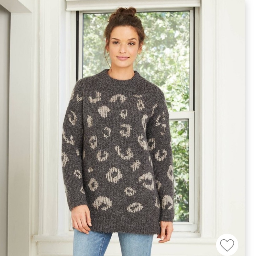 Oversized Leopard Tunic Sweater